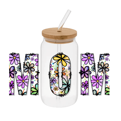 Word Mom Floral – Printed Libby Wrap (9.5" x 4.3" UV DTF) - Vinyl Creation Supply