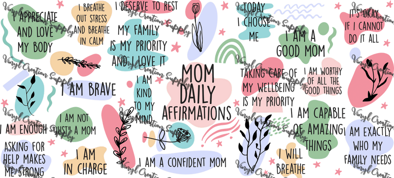 Daily Affirmations – Printed Libby Wrap (9.5" x 4.3" UV DTF) - Vinyl Creation Supply