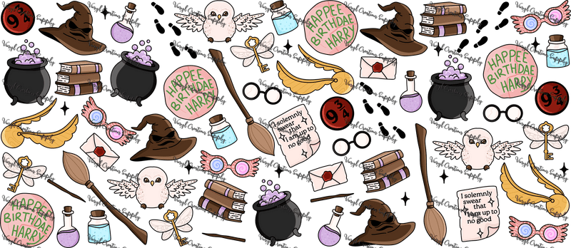 Hogwarts Magic Cup Wrap – Printed Libby Wrap (9.5" x 4.3" UV DTF) - Vinyl Creation Supply