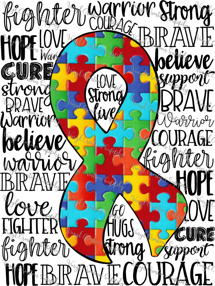 Autism Ribbon with Wording