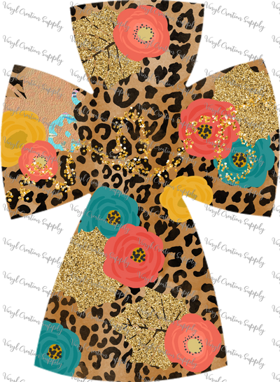 Cheetah Floral Cross – Vinyl Creation Supply