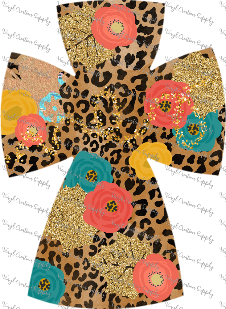 Cheetah Floral Cross