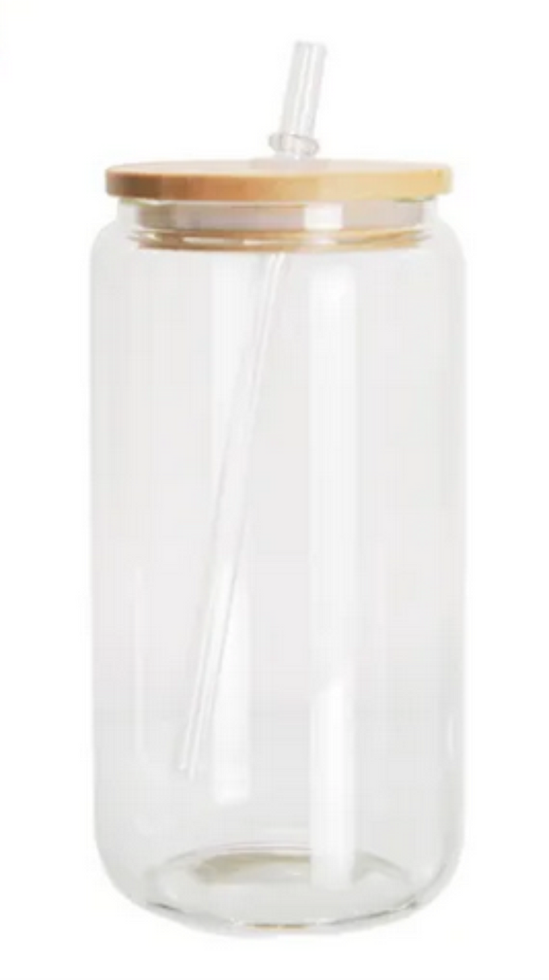 16oz. Glass Jar w/ Bamboo Lid & Straw