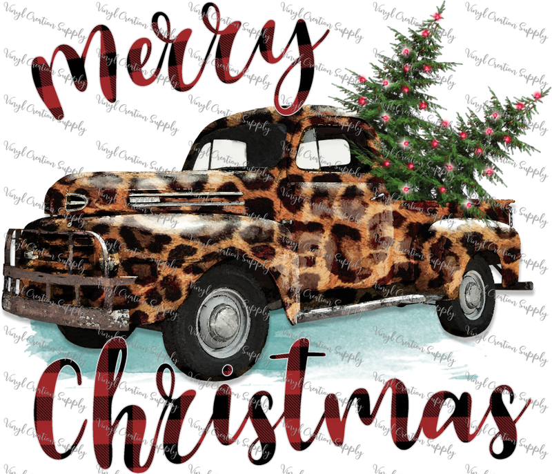 Merry Christmas Truck Leopard BP Words