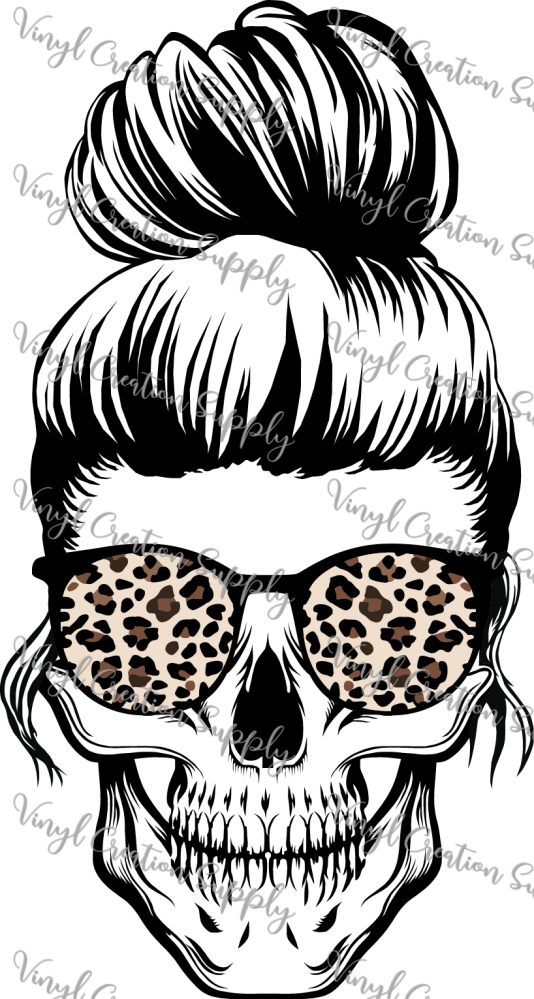 Mom Skull Cheetah Glasses