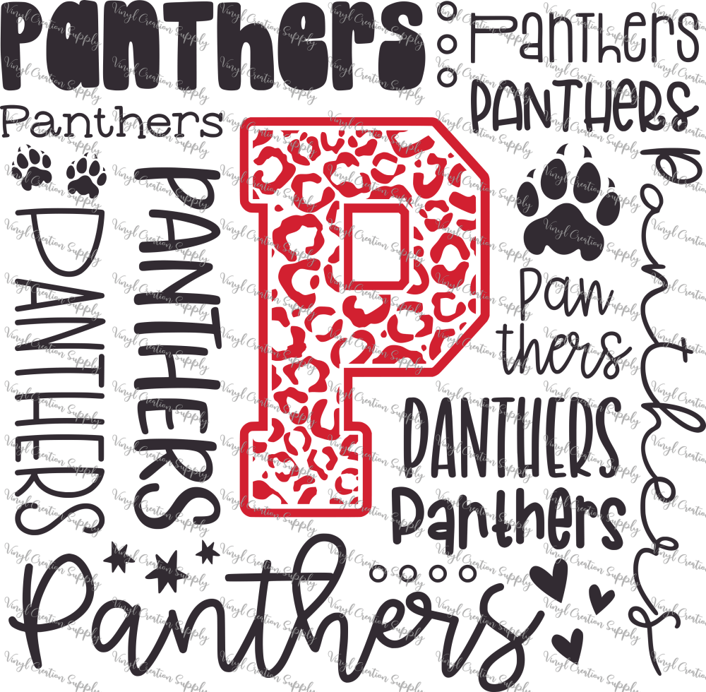 Panthers Typography Red Black – Vinyl Creation Supply