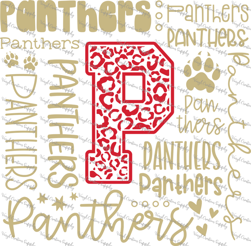 Panthers Typography Red Gold