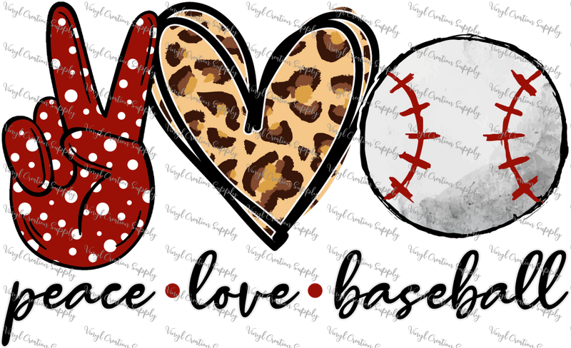 Peace Love Baseball Polka Dot