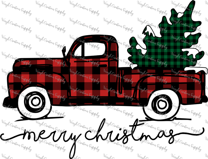 Plaid Truck Merry Christmas